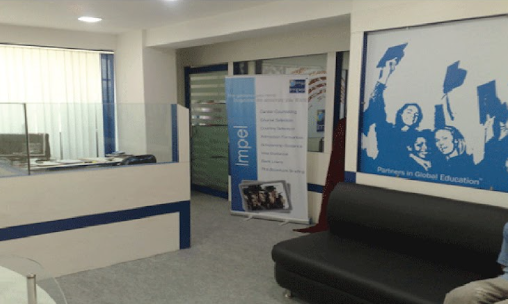 Impel Suryapet centre, Impel reception with Partners in Global Education banner